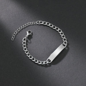 Akizoom Engrave Name Bracelets Cuban Chain for Men Gift