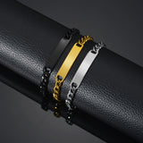Akizoom Engrave Name Bracelets Cuban Chain for Men Gift