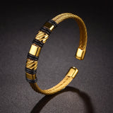 Akizoom Punk Vintage Woven Bangle Charm Cuff Bracelets for Women