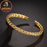 Akizoom Punk Vintage Woven Bangle Charm Cuff Bracelets for Women