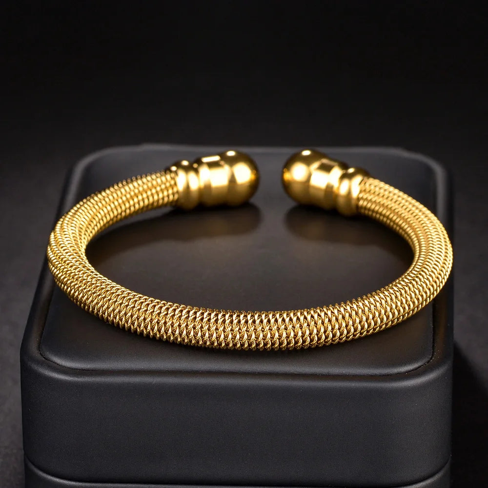 Akizoom Punk Vintage Woven Bangle Charm Cuff Bracelets for Women