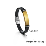 Personalized Leather Name Bracelet Punk Stainless Steel Bangle