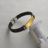 Personalized Leather Name Bracelet Punk Stainless Steel Bangle