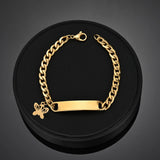 Akizoom Punk Engrave Name Custom Bracelets Cuban Chain Stainless Steel