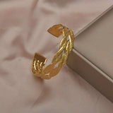 Punk Vintage Hollow Flower Round Stainless Steel Cuff Bracelet