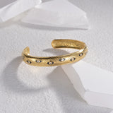 Punk Vintage Hollow Flower Round Stainless Steel Cuff Bracelet