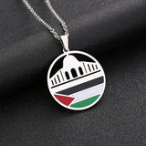 Al-Aqsa Mosque Pendant Necklace Stainless Steel Women Girls Silver Charm Jewelry