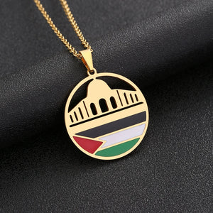 Al-Aqsa Mosque Pendant Necklace Stainless Steel Women Girls Silver Charm Jewelry