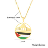 Al-Aqsa Mosque Pendant Necklace Stainless Steel Women Girls Silver Charm Jewelry