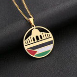Al-Aqsa Mosque Pendant Necklace Stainless Steel Women Girls Silver Charm Jewelry