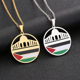 Al-Aqsa Mosque Pendant Necklace Stainless Steel Women Girls Silver Charm Jewelry