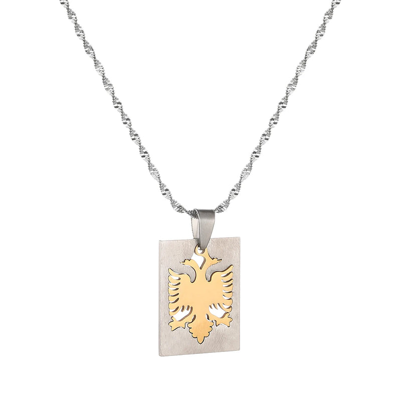 Albania Eagle Pendant Necklaces Stainless Steel Ethnic