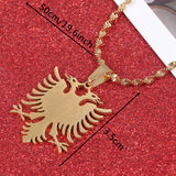 Albania Eagle Pendant Necklaces Stainless Steel Ethnic Jewelry