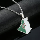 Algeria Map Flag Pendant Necklace African Jewelry