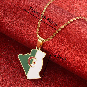 Algeria Map Flag Pendant Necklace African Jewelry