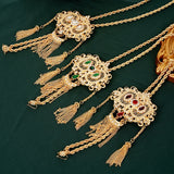 Algeria Wedding Long Chain Necklace Tassel Pendant Ethnic Jewelry Rhinestone