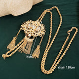 Algeria Wedding Long Chain Necklace Tassel Pendant Ethnic Jewelry Rhinestone