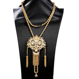 Algeria Wedding Long Chain Necklace Tassel Pendant Ethnic Jewelry Rhinestone