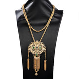Algeria Wedding Long Chain Necklace Tassel Pendant Ethnic Jewelry Rhinestone