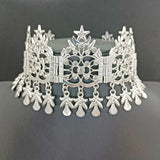 Algerian Bridal Hair Jewelry Crystal Hair Chain Star Moon Shape Silver