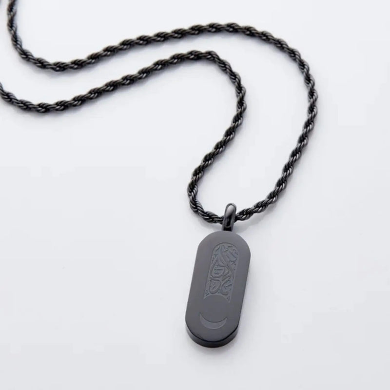Alhamdulillah Moon Necklace Men Stainless steel Pendant Muslim Arab Jewelry