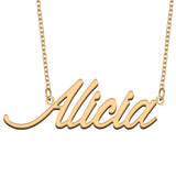 Alicia Nameplate Necklace Stainless Steel Jewelry Plated Name Chain Pendant