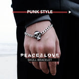 Stainless Steel Link Chain Skull Bracelet Men Gothic Biker Heavy Skull Bracelets