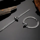 Stainless Steel Link Chain Skull Bracelet Men Gothic Biker Heavy Skull Bracelets