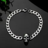 Stainless Steel Link Chain Skull Bracelet Men Gothic Biker Heavy Skull Bracelets
