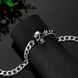 Stainless Steel Link Chain Skull Bracelet Men Gothic Biker Heavy Skull Bracelets