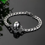 Stainless Steel Link Chain Skull Bracelet Men Gothic Biker Heavy Skull Bracelets