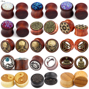 Bamboo Wood Ear Plugs Gauges Earrings Flesh Tunnel Expander Piercing Stretcher