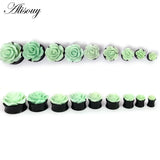 3D Rose Flower Acrylic Ear Plug Tunnel Gauges Body Piercing for Women