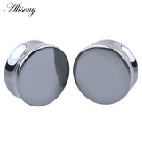 Hematite Stone Ear Plugs Organic Flesh Tunnels Pair