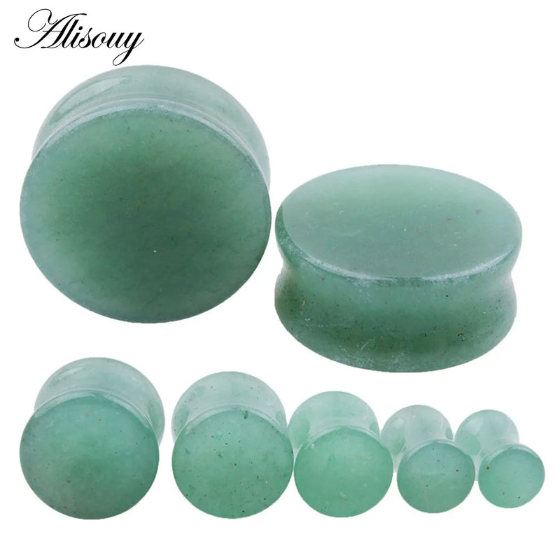 Hematite Stone Ear Plugs Organic Flesh Tunnels Pair