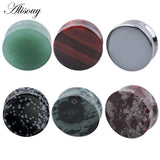 Hematite Stone Ear Plugs Organic Flesh Tunnels Pair