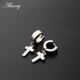 Stainless Steel Cross Huggie Earrings Circle Ear Buckle Clip