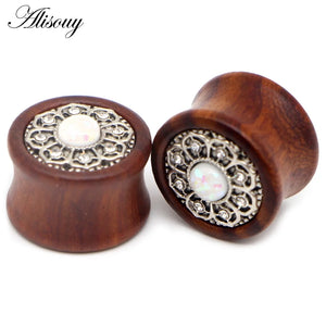 Wood Flesh Tunnels Ear Gauges 8-25mm Hollow Body Piercing Jewelry