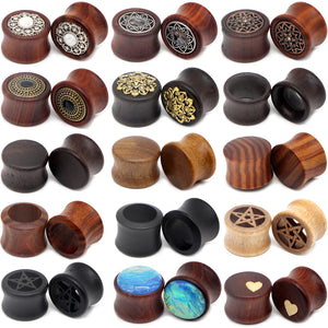 Wood Flesh Tunnels Ear Gauges 8-25mm Hollow Body Piercing Jewelry