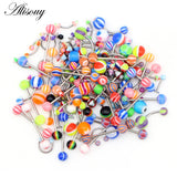 110pcs Mixed Body Piercing Jewelry Multicolor Lip Eyebrow Belly Tongue Bar Ring