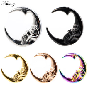 316L Stainless Steel Moon Human Face Ear Weights Plug