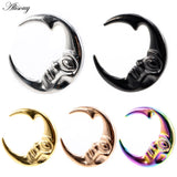 316L Stainless Steel Moon Human Face Ear Weights Plug