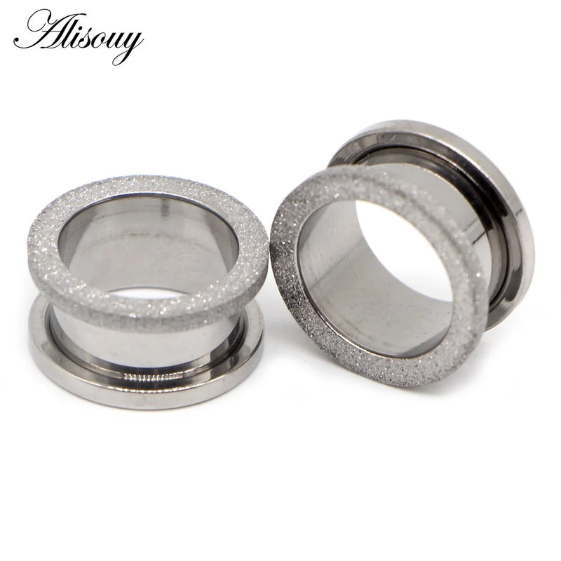 Glitter Frosted Rose Ear Plug Flesh Gauges Body Jewelry