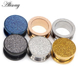 Glitter Frosted Rose Ear Plug Flesh Gauges Body Jewelry