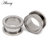Glitter Frosted Rose Ear Plug Flesh Gauges Body Jewelry