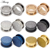 Glitter Frosted Rose Ear Plug Flesh Gauges Body Jewelry