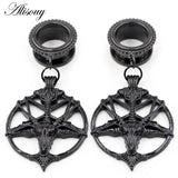 Gothic Stainless Steel Goat Head Ear Plugs Tunnels Expander Stretcher
