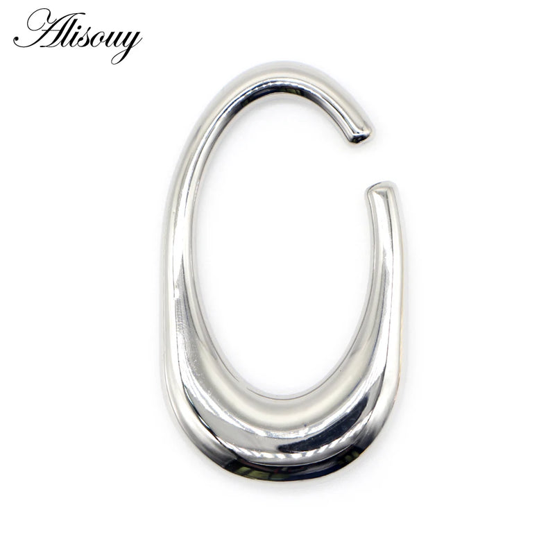 Stainless Steel Heavy Oval Ear Gauges Stretcher Piercing