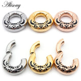 Retro Flower Magnetic Ear Weights Expander Stretcher Plugs Gauge Earring