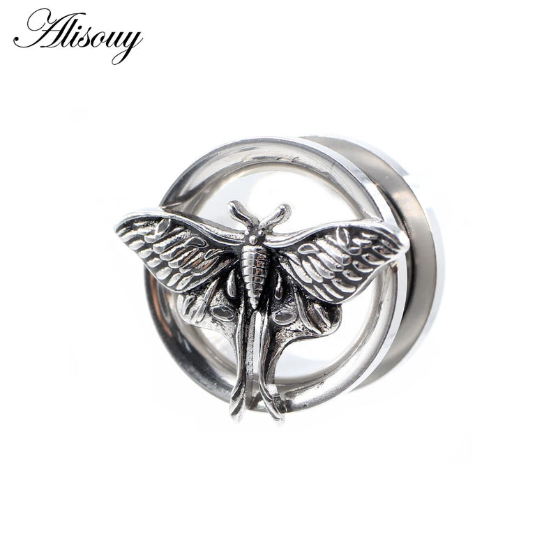 Stainless Steel Butterfly Ear Tunnels Flesh Expanders Earrings Piercing